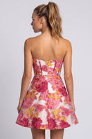 Load image into Gallery viewer, Floral Green A Line Corset Short Cocktail Dress with Slit