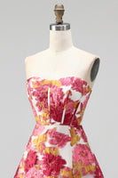 Load image into Gallery viewer, Floral Green A Line Corset Short Cocktail Dress with Slit