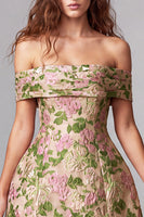 Load image into Gallery viewer, Champagne A-Line Ruched Jacquard Short Cocktial Dress with Bow