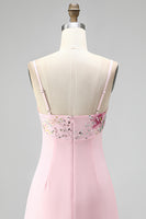 Load image into Gallery viewer, Floral Pink Spaghetti Straps Sparkly Sequin Short Cocktail Dress