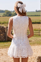Load image into Gallery viewer, Sparkly Ruffled Tiered Ivory Floral A Line Short Boho Wedding Dress