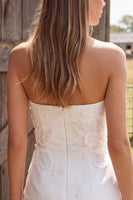 Load image into Gallery viewer, Bodycon Floral Ivory Strapless Short Wedding Dress with Pearls