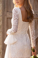 Load image into Gallery viewer, Lace Tight Ivory Corset Short Boho Wedding Dress with Bow