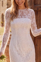 Load image into Gallery viewer, Tight Ivory Lace Floral Short Boho Wedding Dress with Sleeves