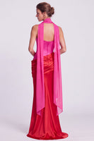 Load image into Gallery viewer, White and Black  Corset Draped Satin Mermaid Strapless Long Formal Dress