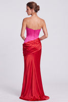 Load image into Gallery viewer, White and Black  Corset Draped Satin Mermaid Strapless Long Formal Dress