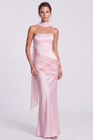 Load image into Gallery viewer, White and Black  Corset Draped Satin Mermaid Strapless Long Formal Dress