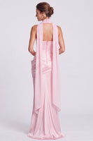 Load image into Gallery viewer, White and Black  Corset Draped Satin Mermaid Strapless Long Formal Dress