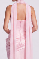 Load image into Gallery viewer, White and Black  Corset Draped Satin Mermaid Strapless Long Formal Dress