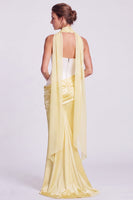Load image into Gallery viewer, White and Black  Corset Draped Satin Mermaid Strapless Long Formal Dress