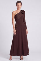 Load image into Gallery viewer, Fuchsia and Red A Line Long Sleeves Formal Dress with 3D Flower