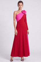 Load image into Gallery viewer, Fuchsia and Red A Line Long Sleeves Formal Dress with 3D Flower