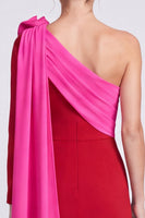 Load image into Gallery viewer, Fuchsia and Red A Line Long Sleeves Formal Dress with 3D Flower
