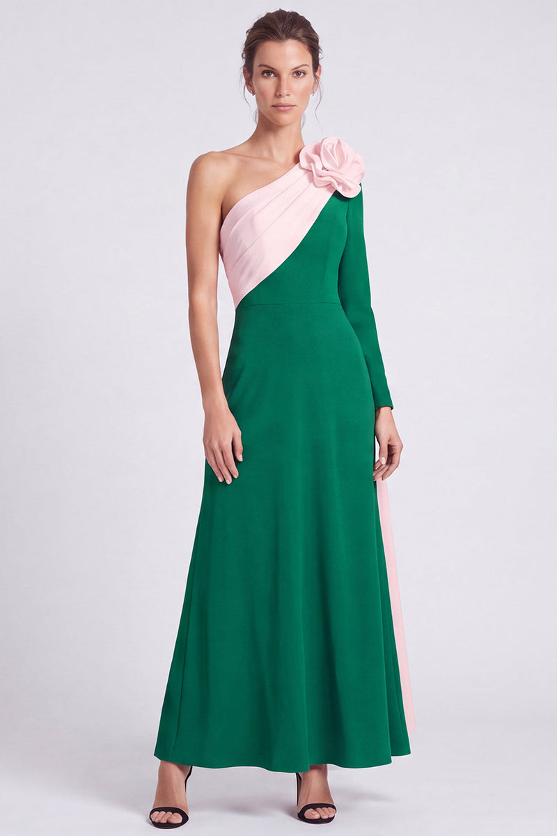 Load image into Gallery viewer, Fuchsia and Red A Line Long Sleeves Formal Dress with 3D Flower
