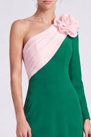 Load image into Gallery viewer, Fuchsia and Red A Line Long Sleeves Formal Dress with 3D Flower