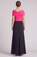 Load image into Gallery viewer, A Line Black and White Ruched Off The Shoulder Long Formal Dress