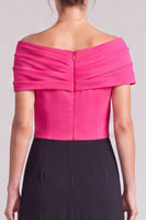 Load image into Gallery viewer, A Line Black and White Ruched Off The Shoulder Long Formal Dress