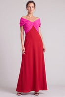 Load image into Gallery viewer, A Line Black and White Ruched Off The Shoulder Long Formal Dress