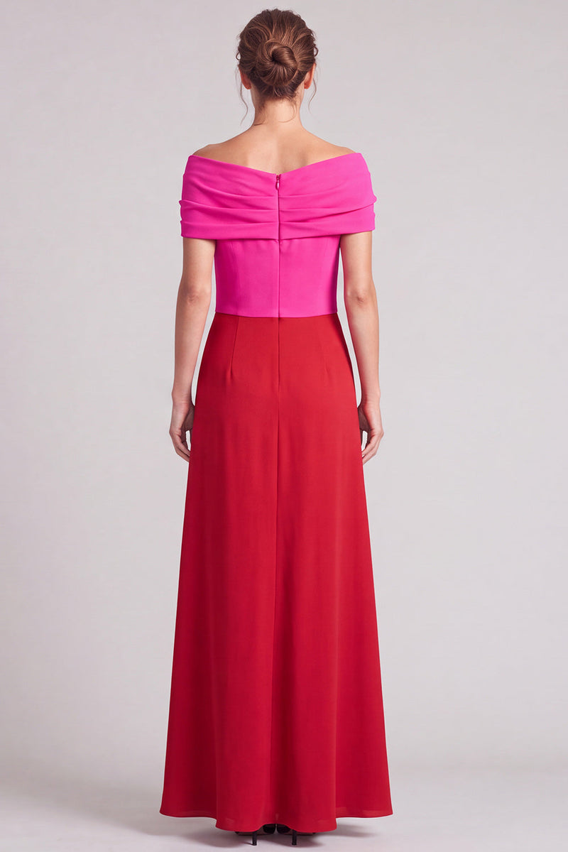 Load image into Gallery viewer, A Line Black and White Ruched Off The Shoulder Long Formal Dress