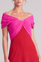 Load image into Gallery viewer, A Line Black and White Ruched Off The Shoulder Long Formal Dress