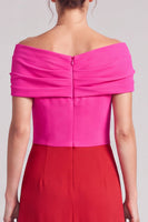 Load image into Gallery viewer, A Line Black and White Ruched Off The Shoulder Long Formal Dress