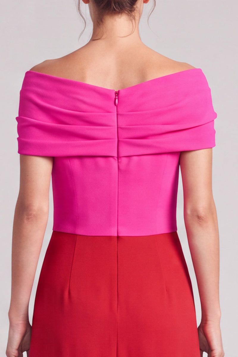 Load image into Gallery viewer, A Line Black and White Ruched Off The Shoulder Long Formal Dress