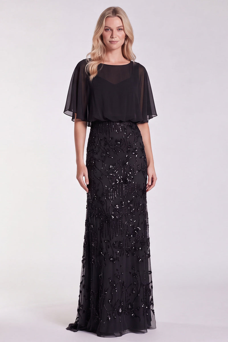 Load image into Gallery viewer, Sparkly Floral Sage Green Mermaid  Beaded Long Formal Dress with Sleeves