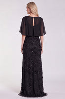 Load image into Gallery viewer, Sparkly Floral Sage Green Mermaid  Beaded Long Formal Dress with Sleeves