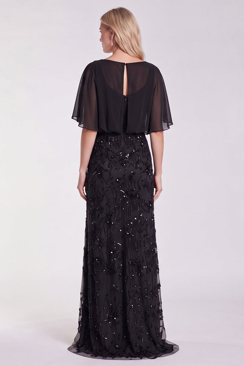Load image into Gallery viewer, Sparkly Floral Sage Green Mermaid  Beaded Long Formal Dress with Sleeves