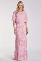 Load image into Gallery viewer, Sparkly Floral Sage Green Mermaid  Beaded Long Formal Dress with Sleeves