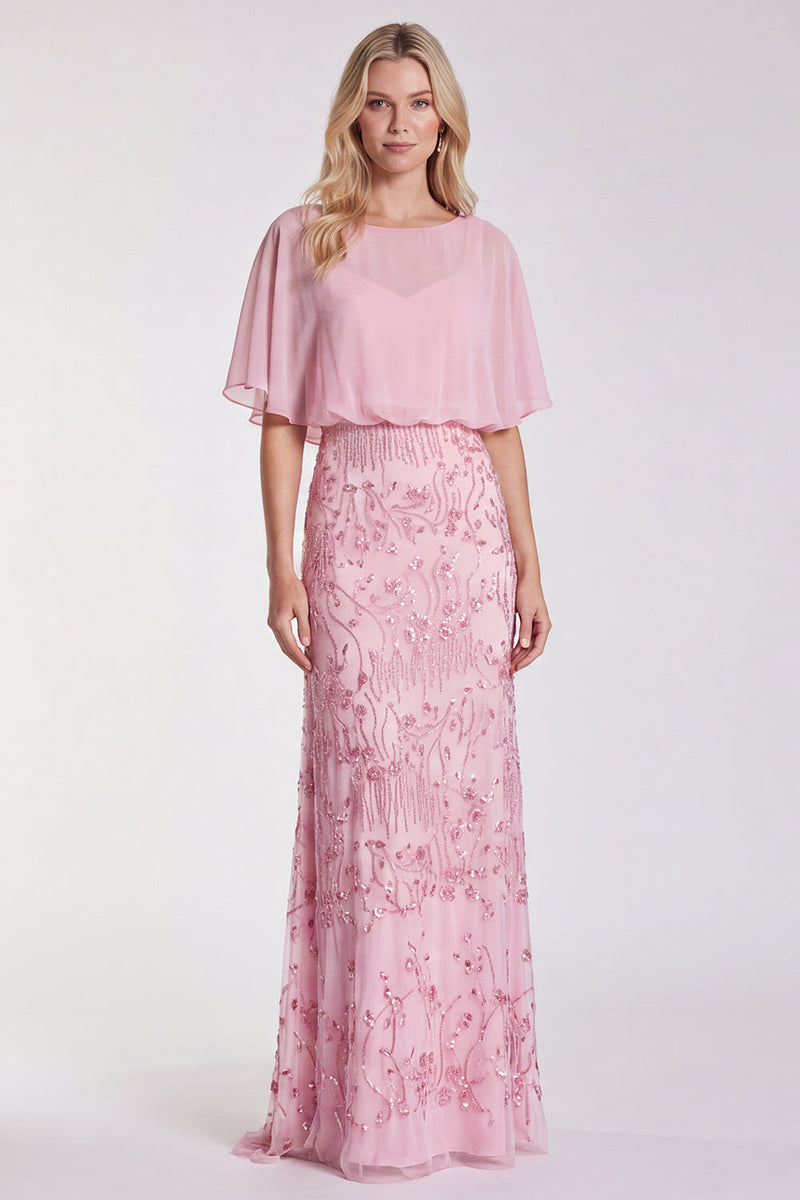 Load image into Gallery viewer, Sparkly Floral Sage Green Mermaid  Beaded Long Formal Dress with Sleeves