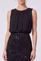 Load image into Gallery viewer, Black Floral Sheath Sparkly Beaded Long Formal Dress with Sequins