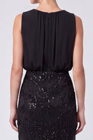 Load image into Gallery viewer, Black Floral Sheath Sparkly Beaded Long Formal Dress with Sequins