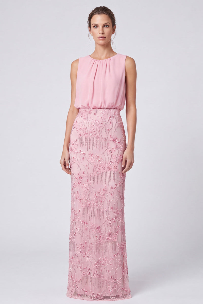Load image into Gallery viewer, Black Floral Sheath Sparkly Beaded Long Formal Dress with Sequins