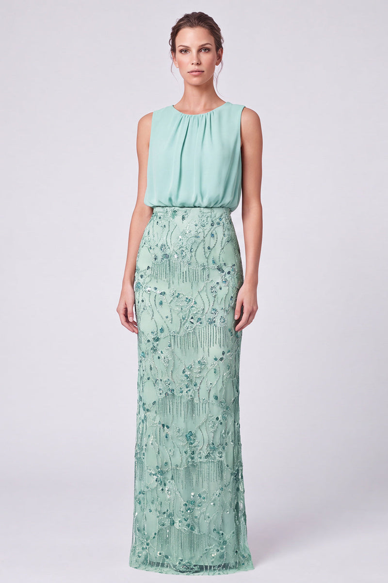 Load image into Gallery viewer, Black Floral Sheath Sparkly Beaded Long Formal Dress with Sequins
