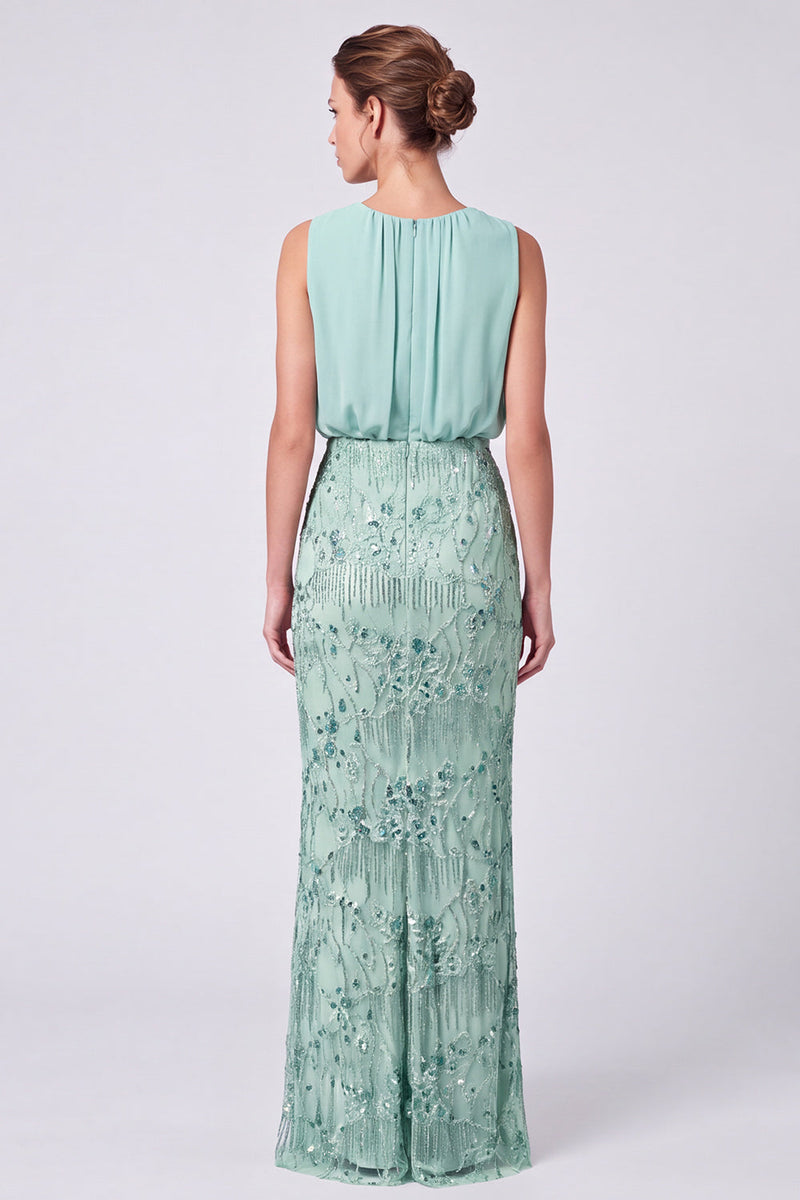 Load image into Gallery viewer, Black Floral Sheath Sparkly Beaded Long Formal Dress with Sequins