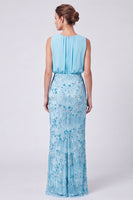 Load image into Gallery viewer, Black Floral Sheath Sparkly Beaded Long Formal Dress with Sequins