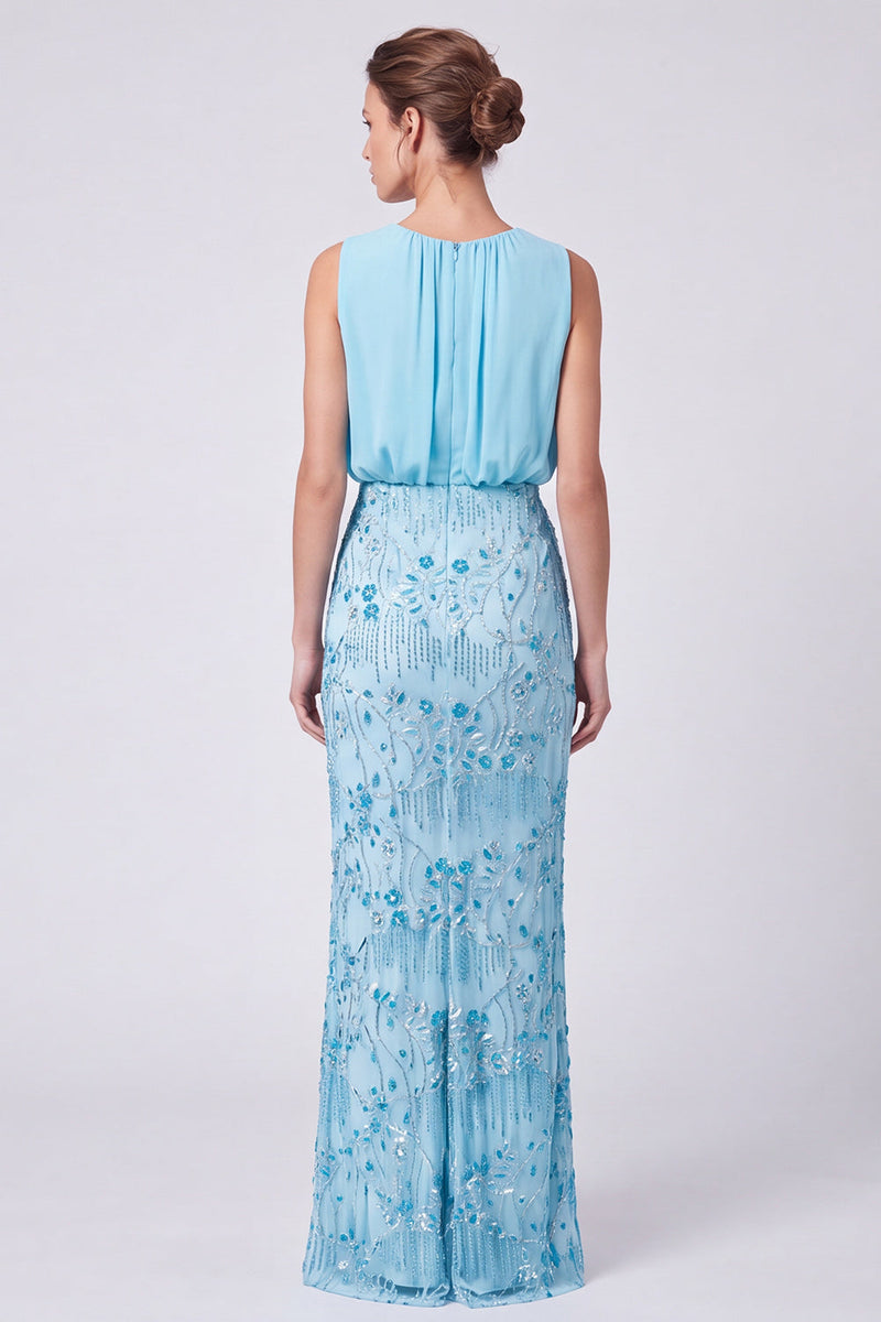 Load image into Gallery viewer, Black Floral Sheath Sparkly Beaded Long Formal Dress with Sequins