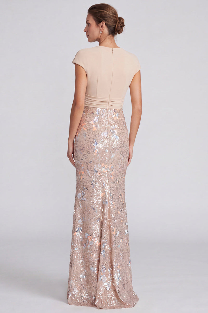 Load image into Gallery viewer, Sparkly Royal Blue Mermaid Sequins V-Neck Long Formal Dress