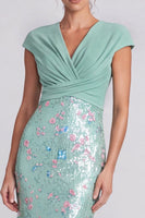 Load image into Gallery viewer, Sparkly Royal Blue Mermaid Sequins V-Neck Long Formal Dress