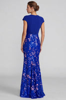 Load image into Gallery viewer, Sparkly Royal Blue Mermaid Sequins V-Neck Long Formal Dress
