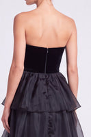 Load image into Gallery viewer, Black A Line Ruffled Tiered Strapless Maxi Formal Dress
