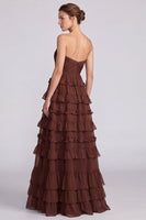 Load image into Gallery viewer, Floral Sage Green Ruffled Tiered Sweetheart A Line Long Formal Dress