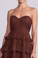 Load image into Gallery viewer, Floral Sage Green Ruffled Tiered Sweetheart A Line Long Formal Dress
