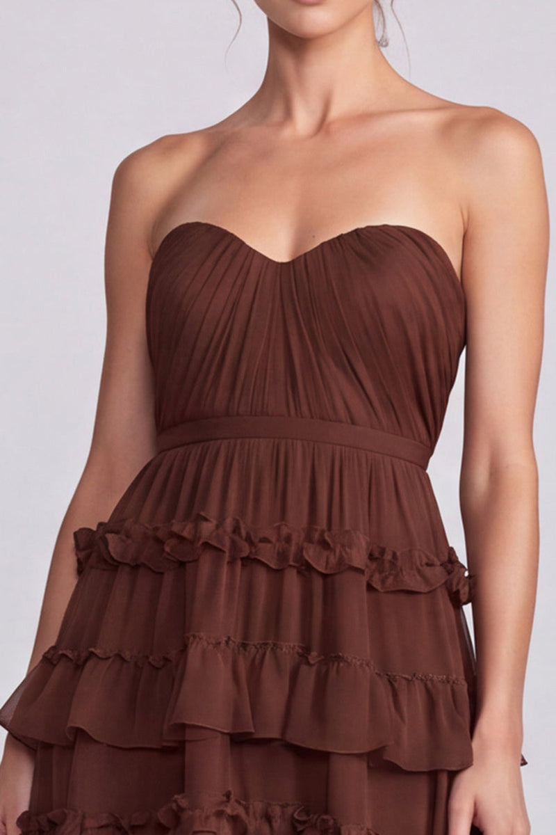 Load image into Gallery viewer, Floral Sage Green Ruffled Tiered Sweetheart A Line Long Formal Dress