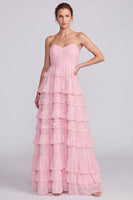 Load image into Gallery viewer, Floral Sage Green Ruffled Tiered Sweetheart A Line Long Formal Dress