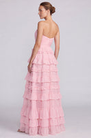 Load image into Gallery viewer, Floral Sage Green Ruffled Tiered Sweetheart A Line Long Formal Dress