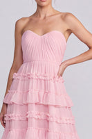 Load image into Gallery viewer, Floral Sage Green Ruffled Tiered Sweetheart A Line Long Formal Dress