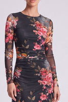 Load image into Gallery viewer, Floral Ivory A Line Round Neck Long Formal Dress with Sleeves