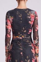 Load image into Gallery viewer, Floral Ivory A Line Round Neck Long Formal Dress with Sleeves